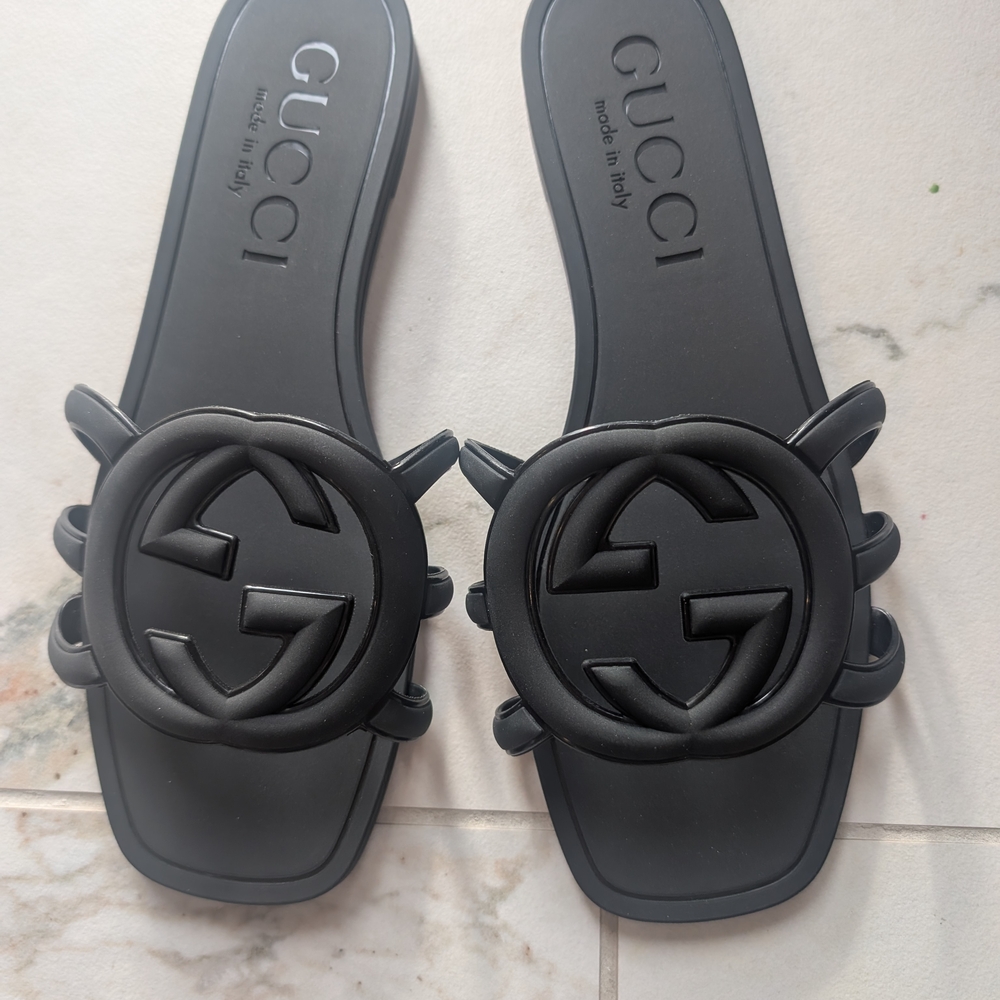 Gucci Black Slide Sandals